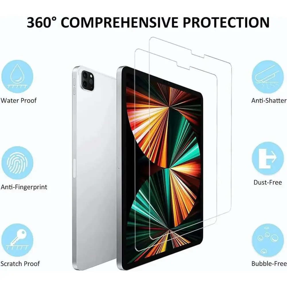 2-Pack Tempered Glass Screen Protector for iPad Pro 12.9 2018 to 2022